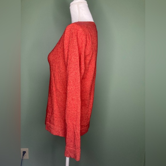 J Crew Teddie Sweater Medium Merino Wool Cotton Blend Crew Neck Pullover Orange - Picture 4 of 12